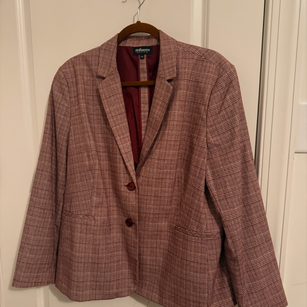 Pendleton Rose Plaid Single-Breasted Wool Blazer - image 1